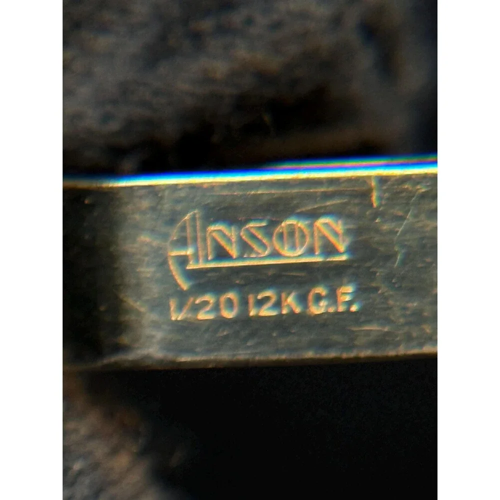 Vintage Anson 1/20 12K Gold Filled Engraved Tie Clip Mid Century